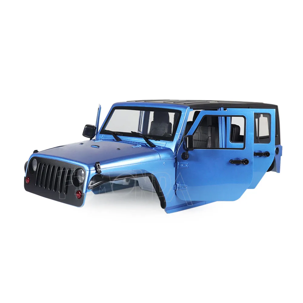 RC 1/10 Jeep Wrangler JK Rubicon 4 двери жесткого тела комплект оболочки 313 мм Колесная база для гусеничный автомобилей осевой SCX10 90046 90047 RGT EX86100 - Цвет: Blue