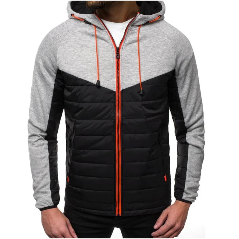 Baratos Nueva chaqueta con capucha informal con empalme con estampado para hombres sudaderas con capucha moda Abrigo con capucha cárdigan más ropa de lana Casual