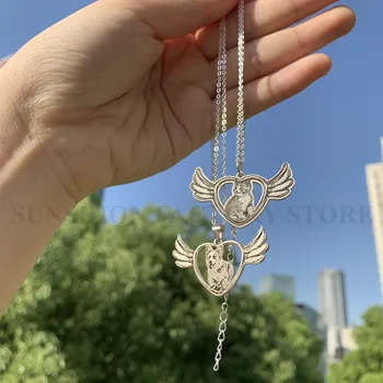 

Custom Angel Necklace Custom Angel Keychain Custom Pet Necklace Personalized Pet Custom Memory Jewelry Photo Pendant Engrave
