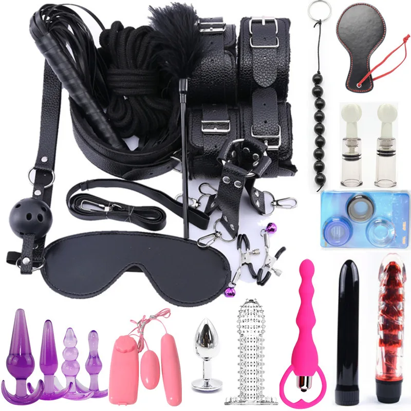 25 шт. секс игрушки для женщин и мужчин игры взрослых наручники плетка кляп