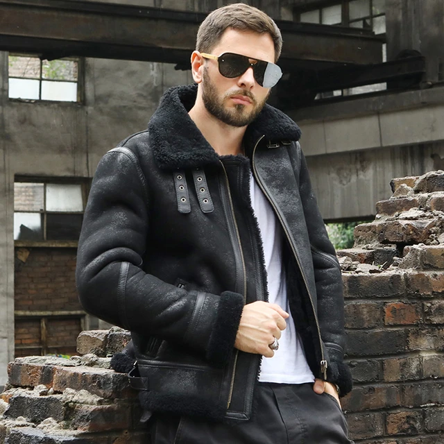 Winter Herren Natürlichen Lammfell Hoodie Jacke Biker Dicke Warme Wolle Echt  Pelz Futter Mantel Mann Schaffell Echtes Leder Jacke 5XL - AliExpress