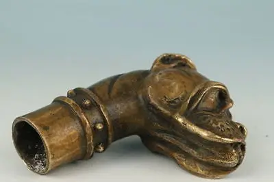 Старый Бронзовый Череп, вырезанный вручную статуя собаки трость