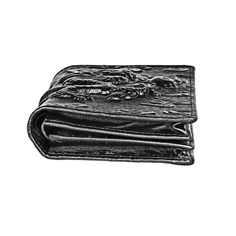 

2019 new RFID men's wallet top layer leather personality short wallet leather men casual purses Dragon totem pattern fashion hot