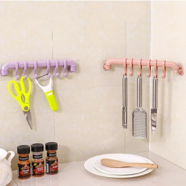

Strong suction cup 6 hooks nail-free adhesive kitchen wall hook bathroom towel hanger clothes hook