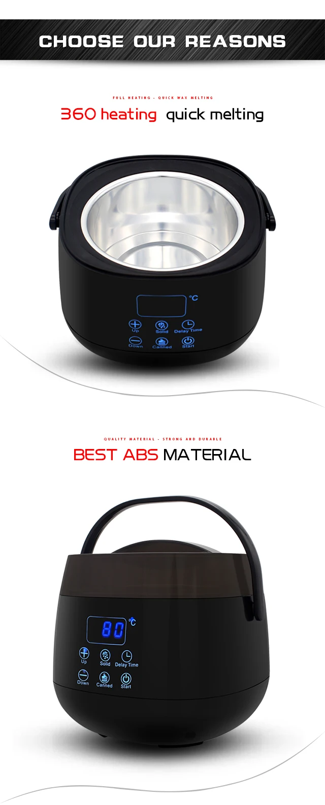 Professional black touch screen digital hair removal wax machine/wax melt warmer