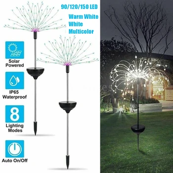 

New 1pc LED Solar Fireworks Lamp Outdoor Waterproof Decorative Lamp Garden Solar Light