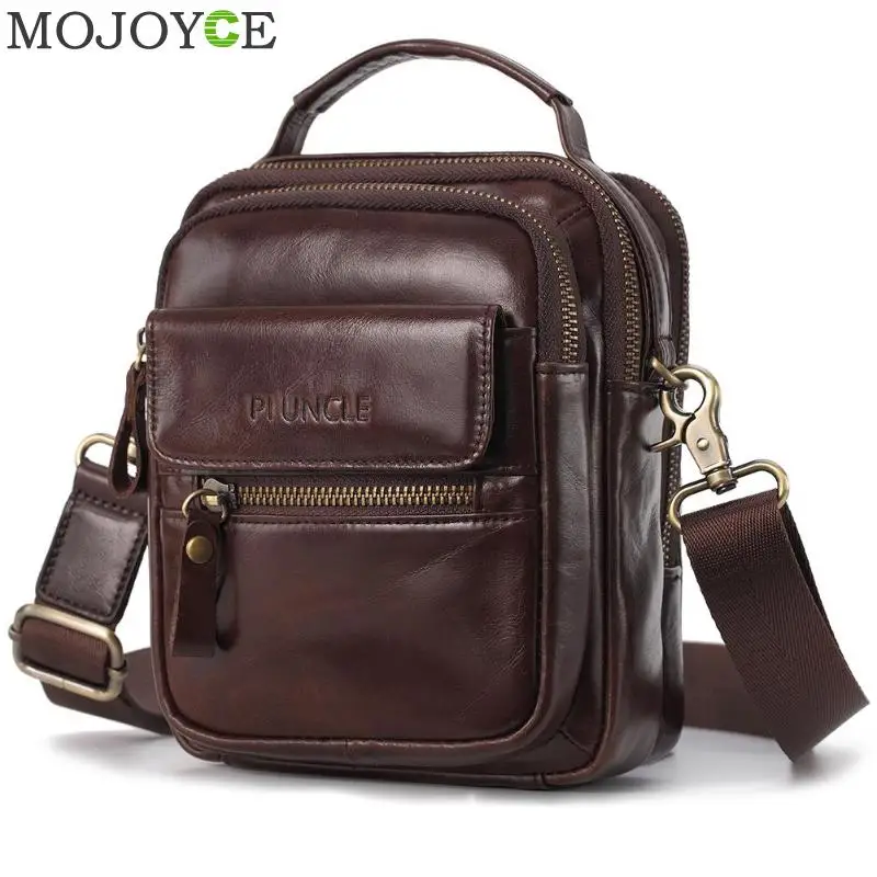 

Genuine Leather Men Shoulder Messenger Bag Vintage Cowhide Handbags Business Casual Male Solid Color Phone Pouch