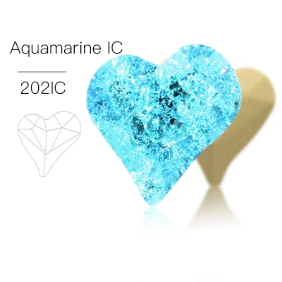 Aquamarine IC Милый в форме сердца, ледяное стекло, кристалл, Свободные Стразы для ногтей, K9, стеклянные стразы, кристалл, клей на одежду, ремесла, ювелирные изделия, бусины - Цвет: Aquamarine IC