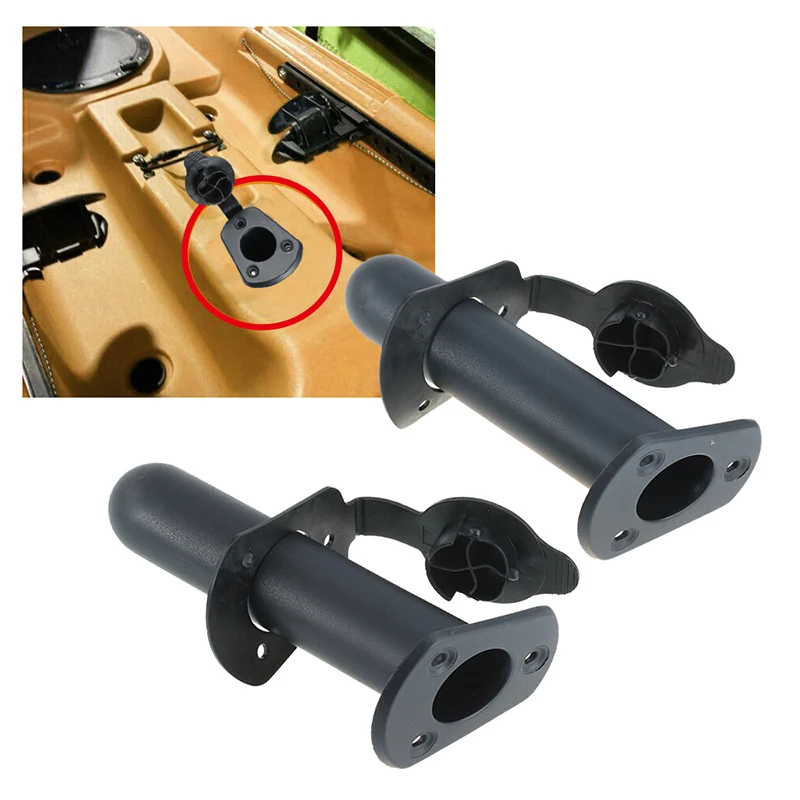 2pcs Strong Fishing Rod Holder with Cap Cover Kayak Boat Side Flush Mount 