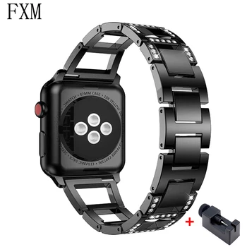 

Stainless Steel Strap for Apple Watch Band 42mm 38mm Correa 5 4 44mm 40mm Diamond Bracelet Iwatch Series 5 4 3 Watch Accessories