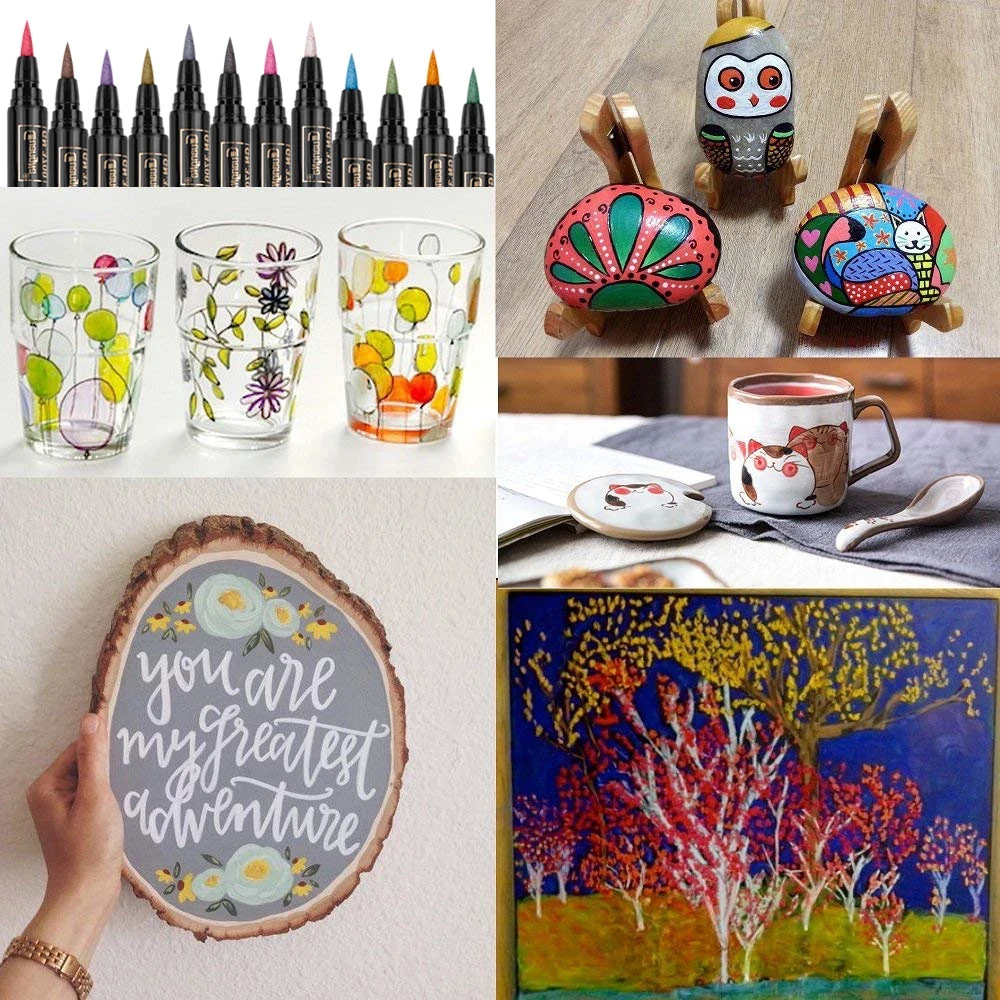 12/20 Colors Metallic Soft Brush Marker Pen Birthday Gift Card Making Metallic Color Art Pen DIY Photo Album Glass Wine - Image 5