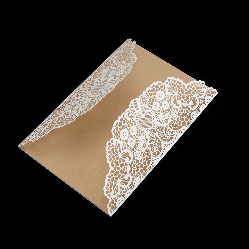  10 pcs Foldable Invitation Card Cover Exquisite Hollow Out Bride Groom Printing Cover for Wedding P - 4.00056E+12