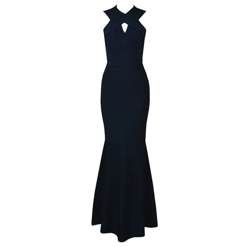 Длинное женское Бандажное платье, сексуальное, без рукавов, черное, Vestidos, Новое поступление, вискозные вечерние платья для ночного клуба, платья длиной до лодыжки