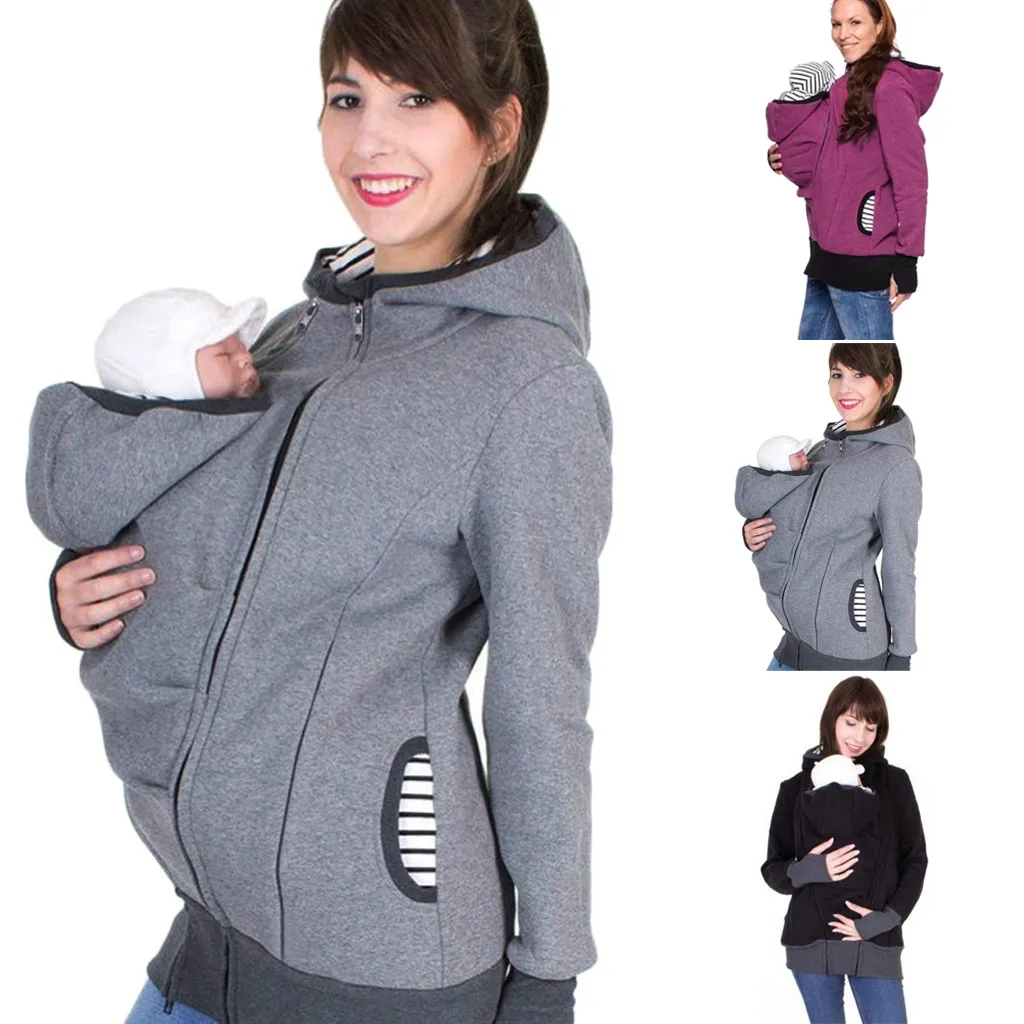Женская одежда для беременных; Топ И Блузка в полоску; детская сумка-переноска; толстовки на молнии с кенгуру для беременных; пальто для грудного вскармливания
