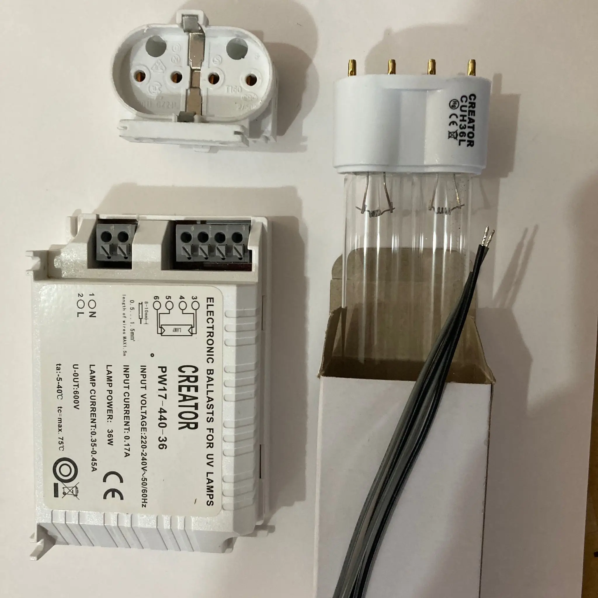 1 set 2G11 36W UV lamp , Quartz UV Germicidal Sterilizer Light used for disinfect bacterial ,incluod 36w ballast