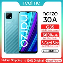 Realme Narzo 30A Smartphone 4GB 64GB 6.5'' MTK Helio G85 Smart phone Dual Camera 6000mAh Fullscreen 18W  Android Mobile Phone