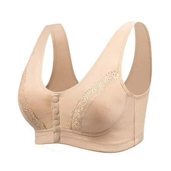 

Perfering Comfort Cotton Bras for Women Wire Free Front Button Bra Leisure Underwear Non Padded Everyday Bra Ladies Brassiere