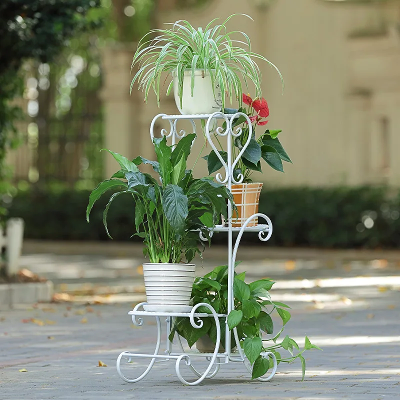 

Suo Ernuo Iron Art Flower Stand Floor-type Pot Holder Multilayer Indoors And Outdoors European Style Living Room Balcony Scindap