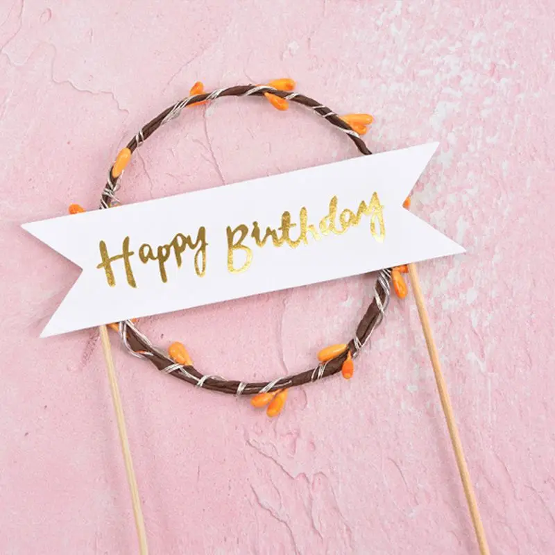1Pc 1Pc LED String Light Up Glow Flower Garland Wreath Cupcakes Cake Topper Bunting Flags Sweet Love Birthday Party Decoration