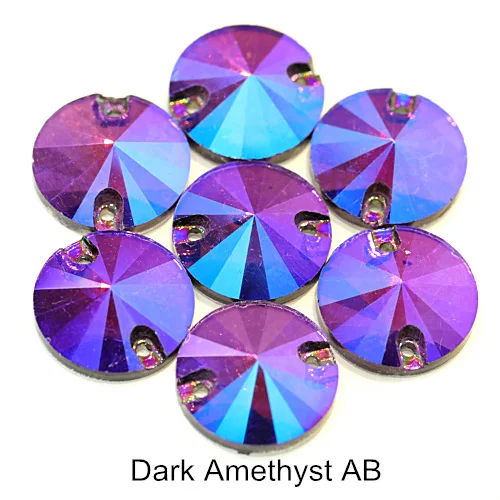 Dark Amethyst AB Красочные стразы круглые пришивные стразы с плоской задней стороной круглый стакан Rivoli стразы Украшения для свадебного платья E7050 - Цвет: Dark Amethyst AB