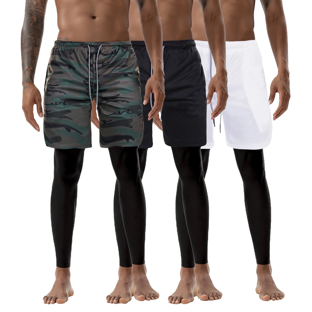 

Men 2 In 1 Joggers shorts Phone Security Pockets 2020 Spring High Quality Quick Drying Pants Built-in Pocket Fitness Bottoms 3XL