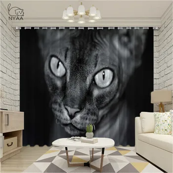 

Cute Cat 3D Printed Curtains For Balcony Home Kitchen Curtains On Windows Living Room Decoration Cloth Curtain Micro-Shading