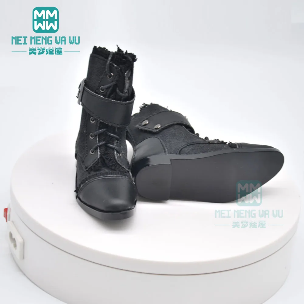 9-11cm Shoes for Doll Fits BJD Uncle Spherical Joint Doll Fashion Stitching Leather Shoes Black, Brown