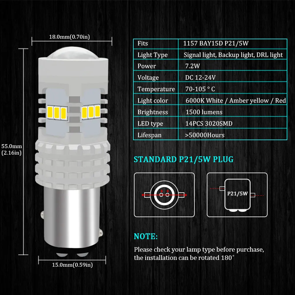 KAMMURI Canbus Белый P21/5 W светодиодный 1157 BAY15D 14SMD светодиодный авто DRL дневные ходовые огни Задний стояночный фонарь 1500LM белый Янтарный красный