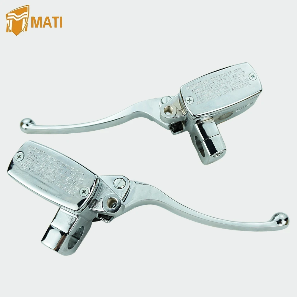 14mm Piston Motorcycle Chrome Brake Master Cylinder Hydraulic Pump 1" 25mm Brake Clutch Lever for Yamaha Suzuki Kawasaki Honda