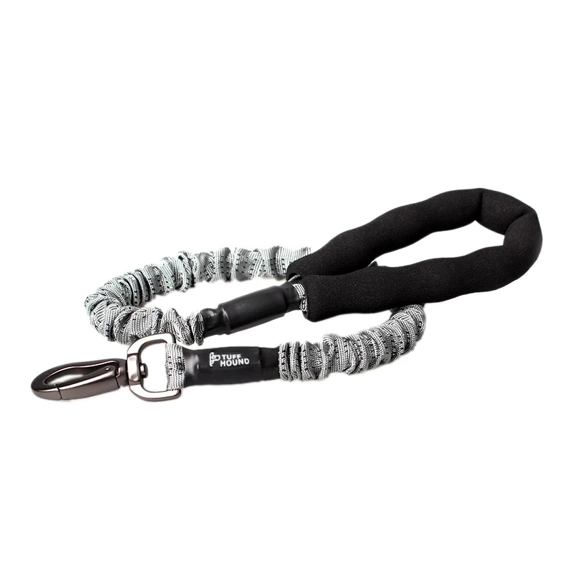 Tuff Hound телескопическая Тяговая веревка подходит для больших собак Золотая ласка Спорт на открытом воздухе ходьба собачий поводок серый+ черный нейлон