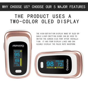 

Fingertip Pulse Oximeter Meter Pulse Oximetry Blood Oxygen Saturation Monitor OLED Display HKS99