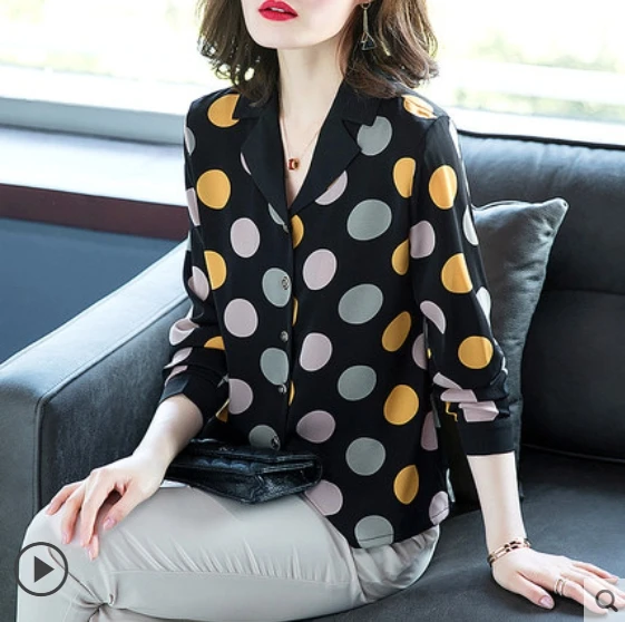 Polka Dot Women's Blouse Office Lady Korean Women Shirts Womens Tops And Blouses High Quality Blusas Mujer De Moda Ropa | Женская