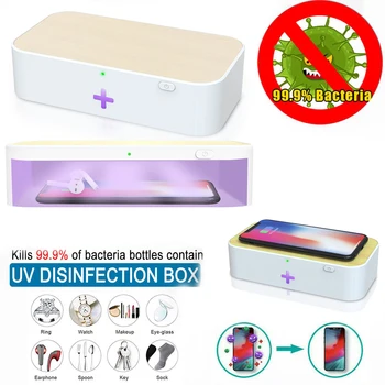 

Portable UV Phone Sterilizer Box Disinfector Personal Sanitizer Jewelry Ultraviolet Mask Watch Disinfect Cabinet Wireless Charge