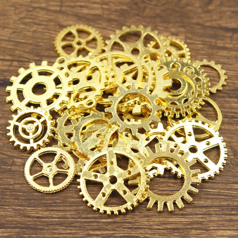 Mixed Bronze Gold Silver Color Gear Mechanical Steampunk Cogs Gears Pendants Making DIY Handmade Tibetan Finding Jewelry 20PCS jewelry charms,metal charm,alloy cogs gears