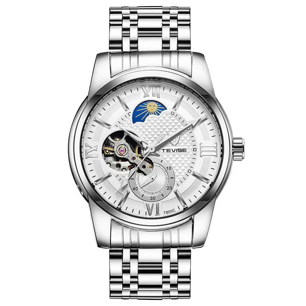 04 Men's Fashion Double Display Steel Belt Date Display Luminous Pointer Portable Men's Mechanical Watches - Цвет: 04