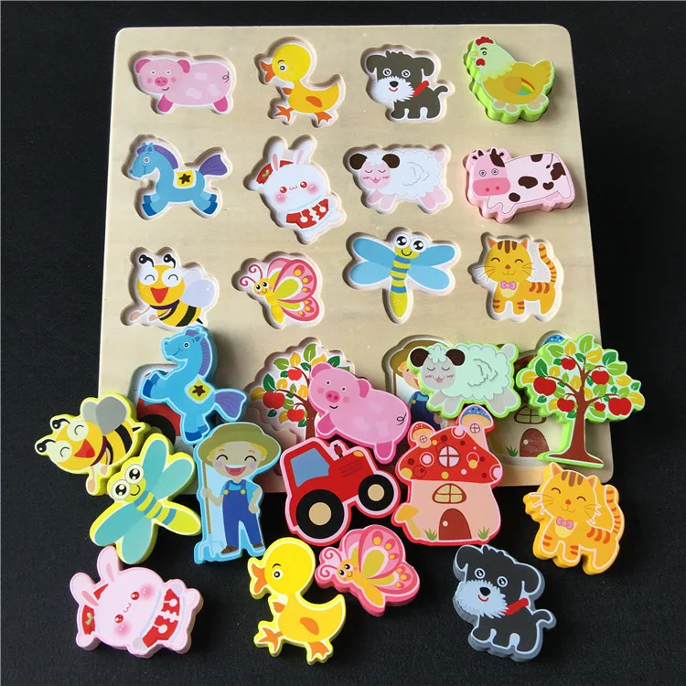 

Traffic Animal Matching Jigsaw Puzzle Hand Panel Young CHILDREN'S Early Childhood Cognitive Educational Building Blocks Toy Age