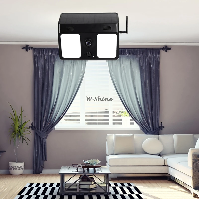 Câmera de Segurança 2 em 1 ip ao ar Solar Wifi Câmera hd 1080 p Livre Lâmpada Pir Sensor Movimento Detecção Vigilância Led Luz 12 2 em 1 led luz solar wifi