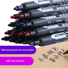 Новинка, черная большая ручка, маслянистый маркер, синяя, красная ручка, водостойкая, не выцветает, не терется, шероховатая ручка, деловая ручка