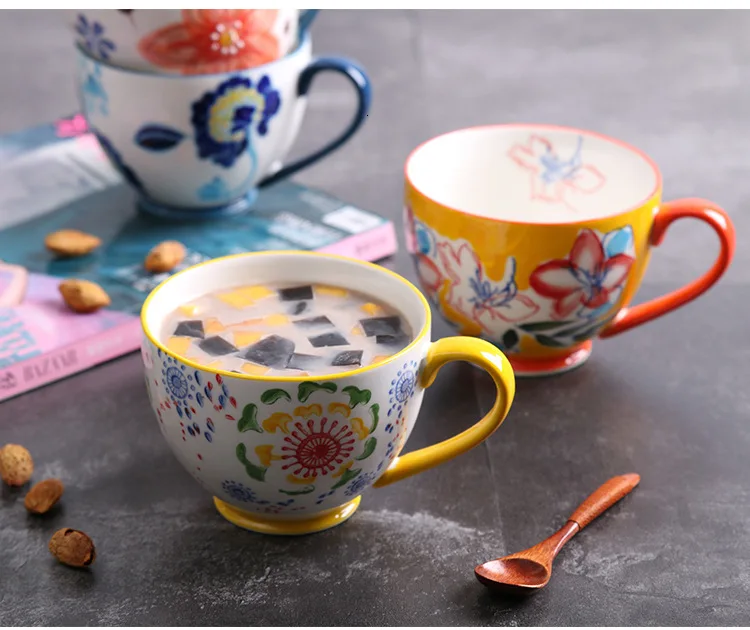 Северная Европа керамическая кофейная кружка Caneca для завтрака Овес большая емкость молочная чашка десертная чашка для влюбленных чашка Бытовая черная чайная чашка