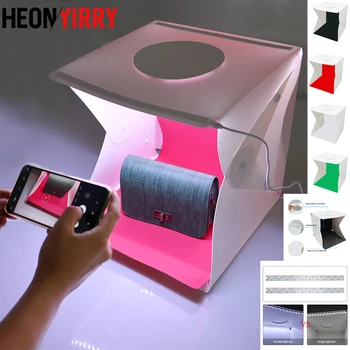 

2 LED Folding Lightbox 40*40 Portable Photography Photo Studio Softbox Adjustable Brightness Light Box For DSLR Camera