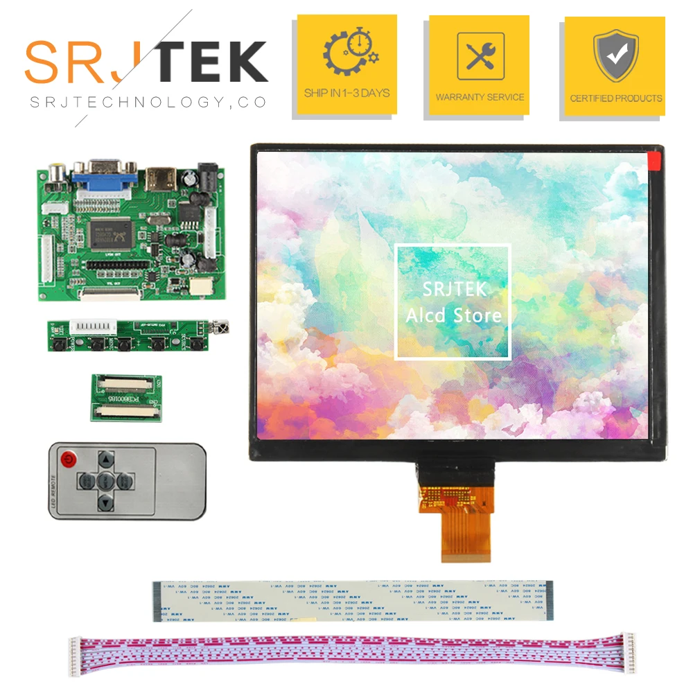 Плата драйвера монитора Srjtek 8 дюймов 1024*768 HJ080IA-01E N818 N818S 32001395-00 HDMI VGA для Raspberry Pi |