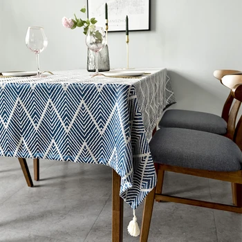 

Ripple Style Home Decor Tablecloth with Tassel Dining Table Protective Cover Home Coffee Table Desk Sofa Cover Cloth