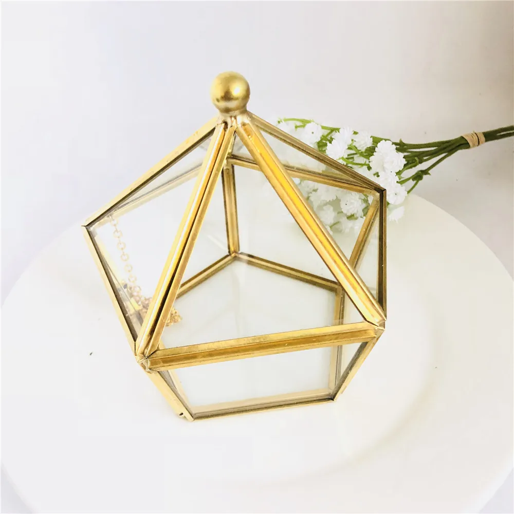 Custom Wedding Ring Bearer, Personalized Wedding Ring Box Glass Box Geometric Glass Ring Holder Box, Personalized Jewelry Box