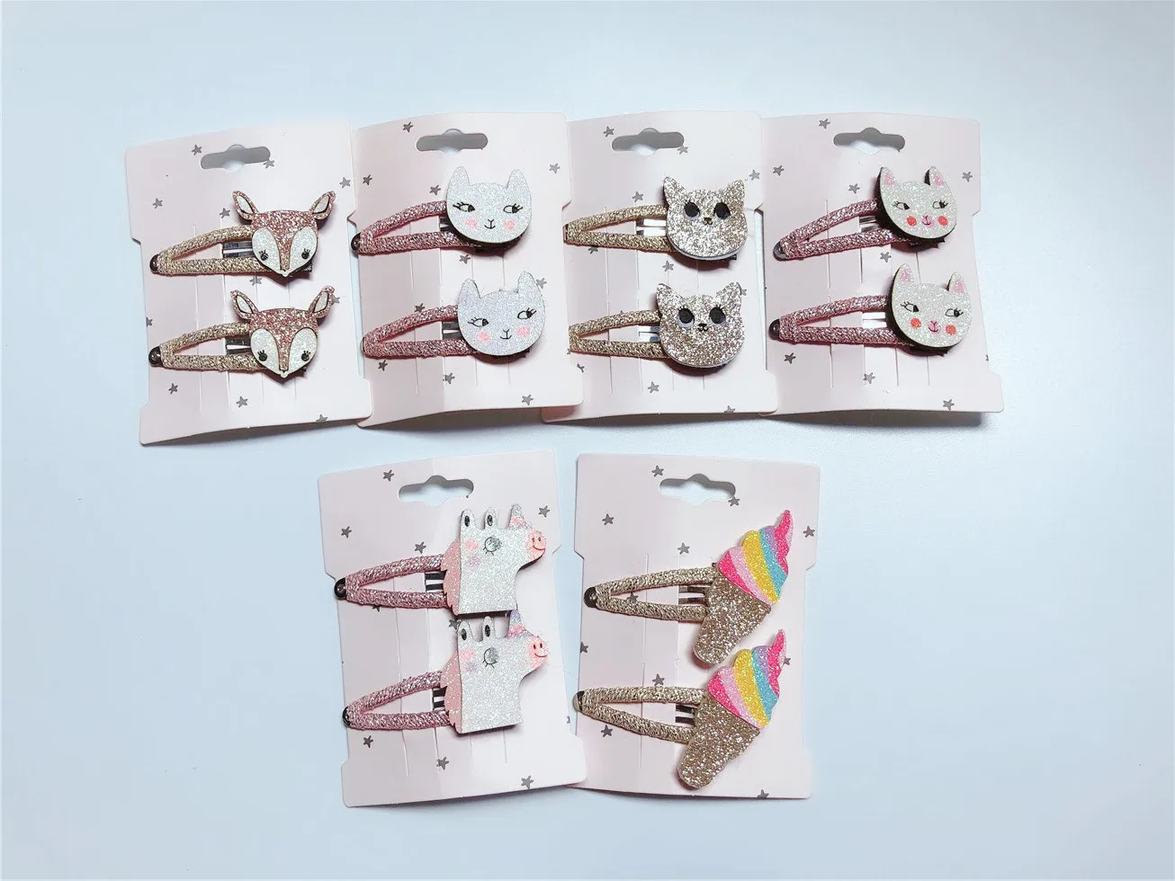 

Boutique ins 12Sets Fashion Cute Glitter Unicorn Deer Cat Owl Snap Clips Rainbow Icecream Hair Clips Hairpins Princess Headwear