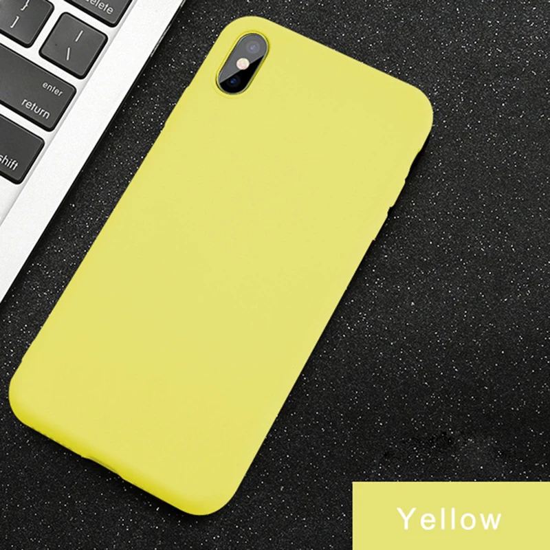 Роскошный тонкий мягкий официальный силиконовый чехол для iphone 7 8 6S 6 Plus X XS 11 Pro Чехол для MAX XR для Apple iphone X 10 чехол Coque - Цвет: Yellow