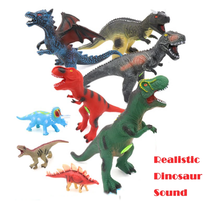 1Pcs Sounding soft rubber dinosaur toy  Tyrannosaurus Raptor Fall-resistant simulation dinosaur model toy gifts for kids