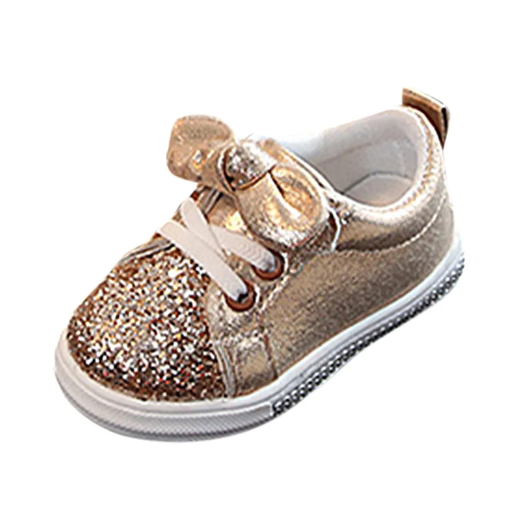 

SAGACE Baby Shoes Children Unisex Toddler Kids Baby Girl Boy Run Sport Sneakers Shoes Bling Hook Loop Sequins Bowknot Crystal
