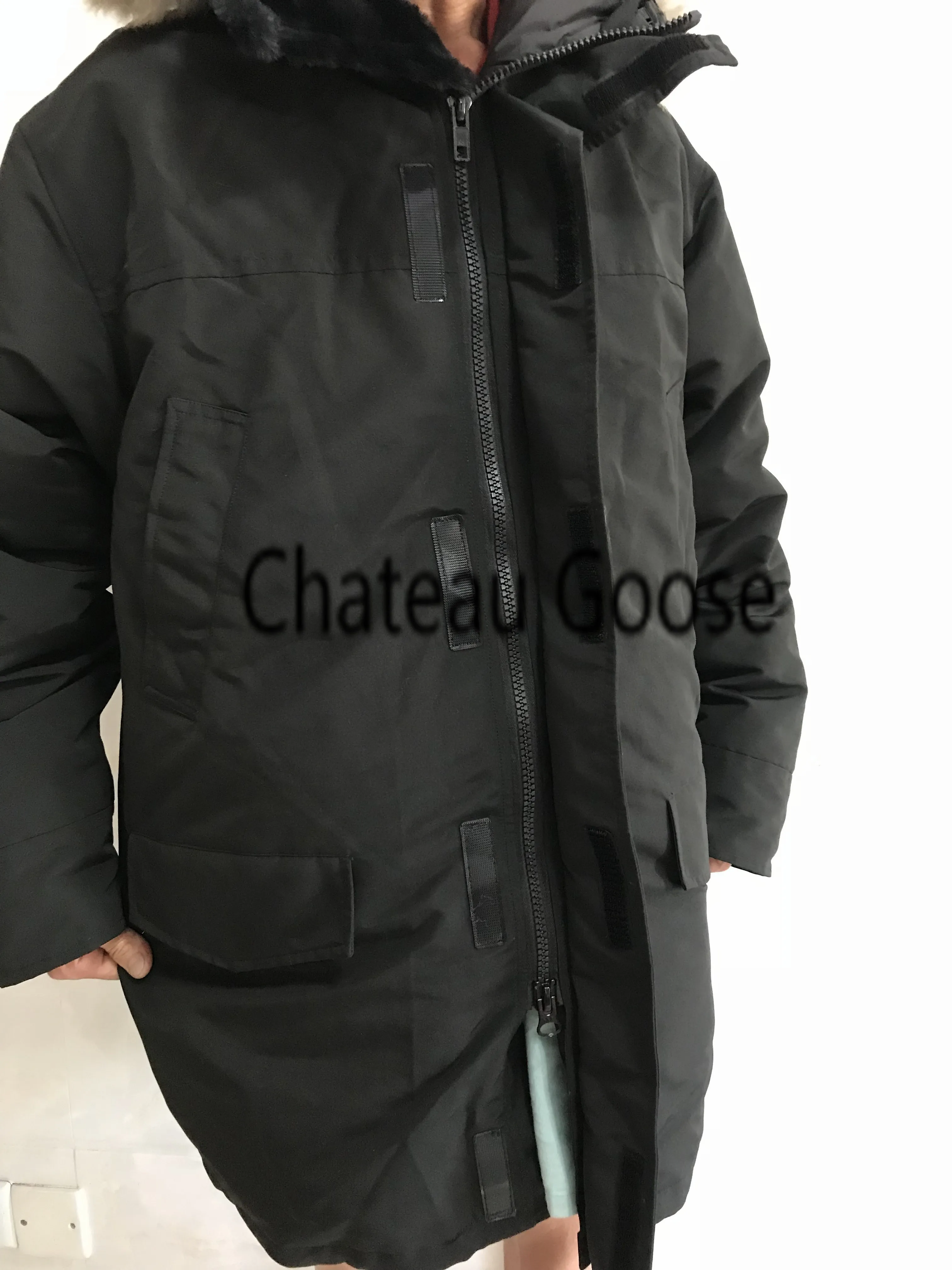 Chateau куртка на гусином пуху Мужская зимняя Fourrure мужская куртка-парка Jassen большой меховой с капюшоном Fourrure Manteau пуховик пальто Hiver Doudoune