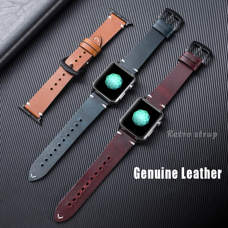 

Leather strap For Apple watch band 44mm 40mm 45mm 41mm 38mm 42mm Genuine leather watchband bracelet iwatch Series 6 5 4 3 se 7 8