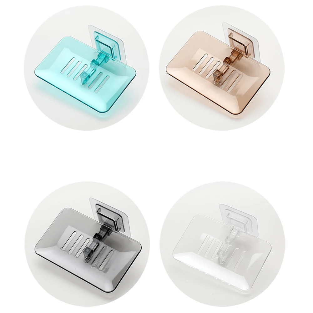 1pc Wall-mounted Soap Rack Suction up Soap Holder Durable Creative Soap Box Holder Punch-free Bath Assistant Bathroom Accessory